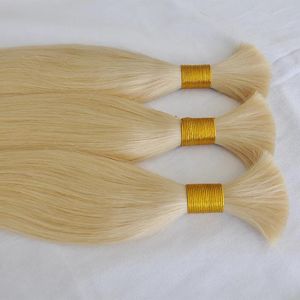 Tisse bonne affaire couleur 613 blonde extension de cheveux humains en vrac pas cher vague droite cheveux brésiliens en vrac pour tresses sans attachement bateau gratuit