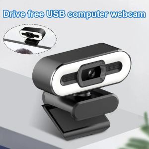 WebCams Ultraclear 1080p/2k PC Webcam USB Computer Web Camera Ring Light con micrófono para Video Conference en vivo Laptop Webcam