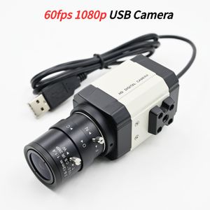 Webcams USB Camera 1080p 60fps 2Mp Mini Box Webcam avec 550 mm 2,812 mm Varifocal CS Lens for Windows Linux Android Plug and Play