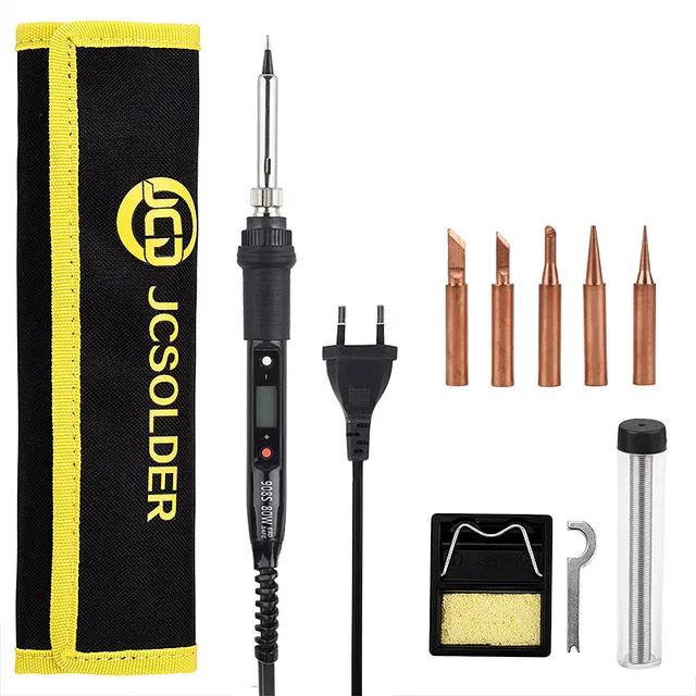 JCD soldering iron 80W temperature adjustable Welding Solder tools solder irons kit pure copper tips Ceramic heater set