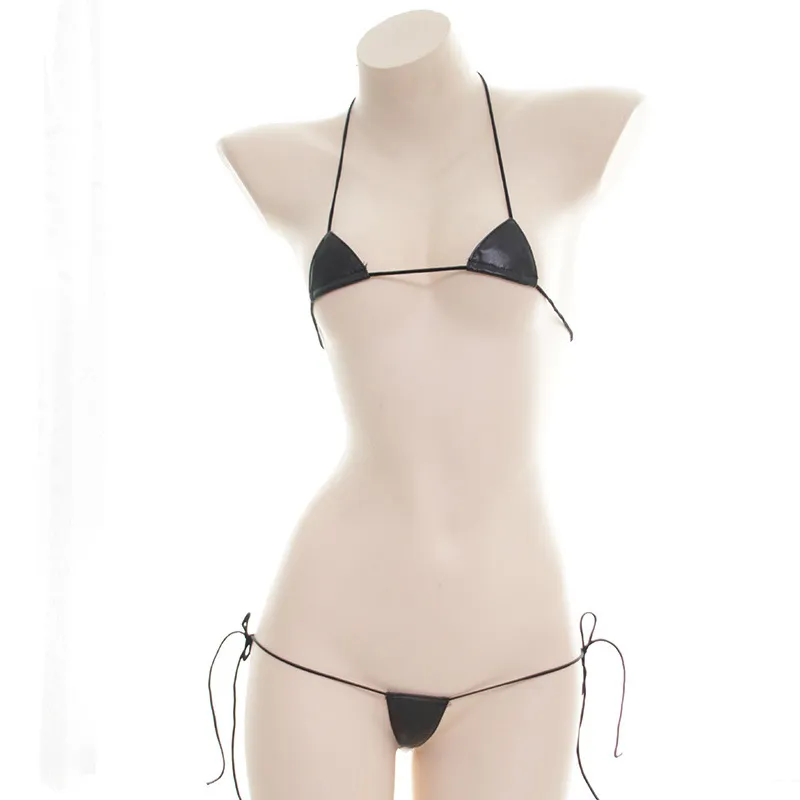 Sexy Blanco Negro Mini Micro Bikini Vendaje Triángulo Pequeño Traje De