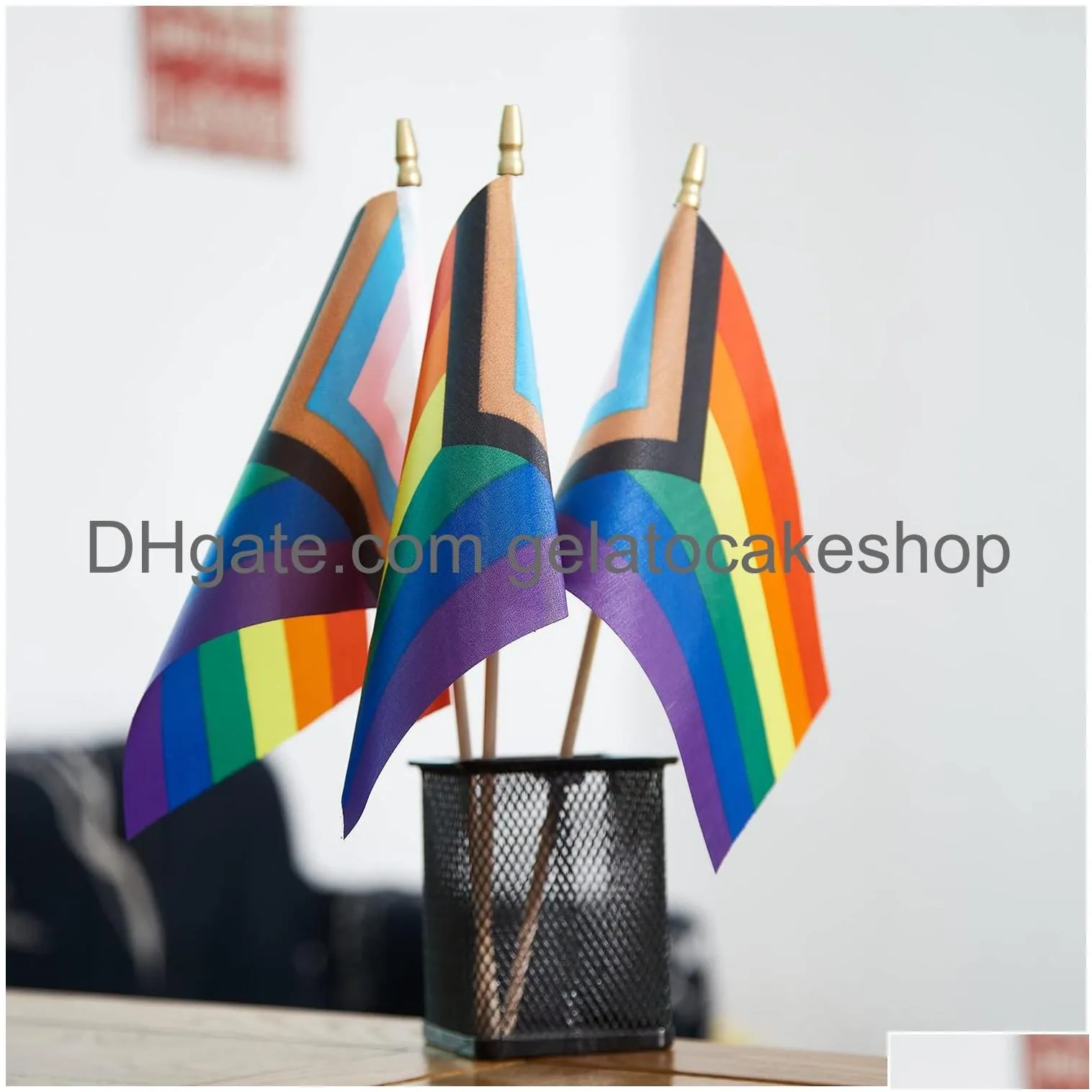 Banner Flags Zxvzyt Progress Pride Rainbow Gay Lgbt Small Mini Hand