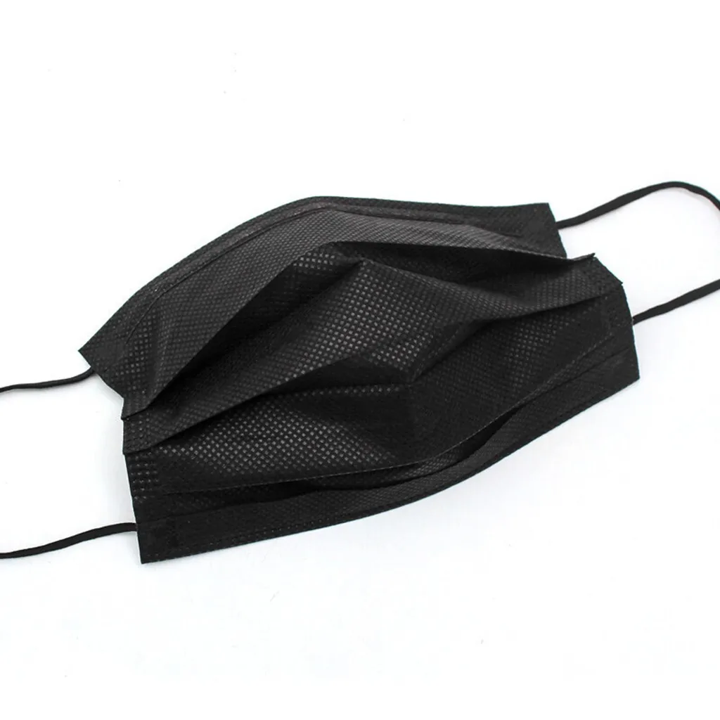 50 pçs de máscaras descartáveis à prova de poeiraﾠmáscara facial com presilha elástica máscara preta fashion para crianças cosplay de Halloween