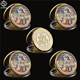 5PCS USA Military Craft Freedom Eagle Gold Commemorative Navy USAF USMC Army Coast Guard Rare Token Challenge Coin