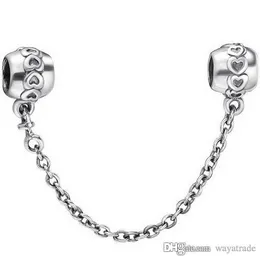 2017 pandora bracelet safety chains 925 Sterling Silver Heart Safety Chain Charm European Charms Beads Fit Pandora Bracelet Snake Chain Fashion DIY Jewelry 111 cheap pandora bracelet safety chains