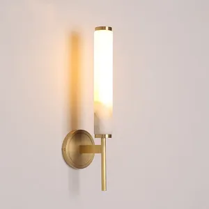 All copper marble wall lamp living room wall natural marble lamp simple aisle bedroom bedside lamp bathroom light led wall light