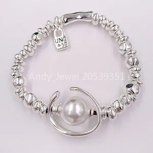 Authentic Friendship Bracelet Another Round Oh Bracelet Silver Pearl UNO de 50 Plated Jewelry Fits European Style Gift PUL1358BPLMTL0M