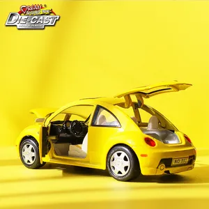 1/24 Scale Diecast Model Beetle Collection Car, Kid Boys Present, Metal Toys With Openable Doors/Pull Back Function/Music/Light LJ200930