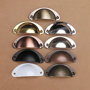 Retro Cabinet Knobs Handles Metal Home Drawer Cabinet Door Handle Furniture Knob Handware Cupboard Antique Brass Shell Pull Handle DH0985