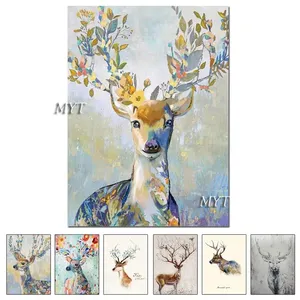 Children Room Wall Decor Abstract Deer Head Oil Painting Wall Art Picture Unframed Hot Selling Animal Wall Canvas Artwork 210310