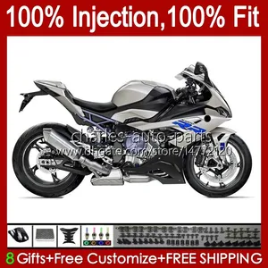 Injection Mold Body For BMW S-1000 S1000 S 1000 Gloss grey blue RR S1000RR 19 20 21 22 Bodywork 21No.37 S 1000RR S-1000RR 2019 2020 2021 S1000-RR 19-21 100% Fit OEM Fairing