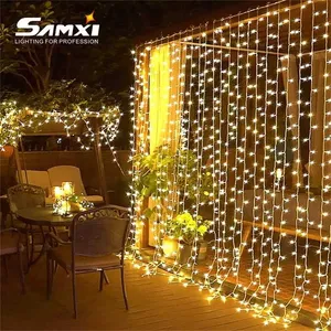 LED Christmas Curtain Light 3x3/3X2m String Lights Water Waterfall Lamp Wedding Room Decor Garland Garden Decoration Fairy Light 211122