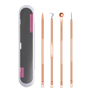 Wholesale 4PCS Stainless Steel Blackhead Remover Comedones Extractor Professional Dual Heads Pimple Acne Cleaning Tool Kit