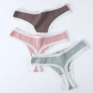 Cotton Underwear Woman With Sexy G-string Lace Thongs Lingerie High Quality Soft Briefs Female Panties T-back