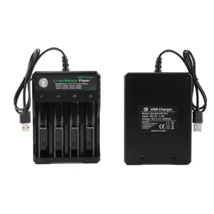 4.2V 18650 Charger four slots Li-ion battery USB Independent Charging Portable Electronic 10440 14500 16340 16650 14650 18350 18500 18650 UF518