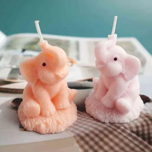 SJ 3D Elephant Candle Mold Silicone Mold for Candle Making DIY Handmade Resin Molds for Plaster Wax Mould H1222