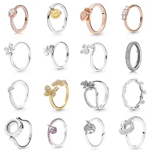 NEW 2021 100% 925 Sterling Silver Four-Leaf Clover Ring Fit DIY Original Bracelet Fshion Jewelry Gift