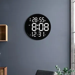 Wall Clocks Digital Electronic LED Clock Luminous Large Temperature And Humidity Modern Design 12 Inches