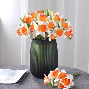 artificial daffodil wreath Real Touch Flesh Feel Narcissus Daffodils Flower Home Decor Artificial Wedding Decoration Mariage Flores 