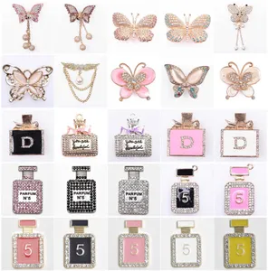 Metal Perfume Bottle No 5 Bling Queen Butterfly Shoe Decoration Girl's Shinny Croc Shoes Charms Accessories