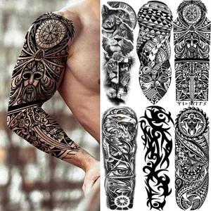NXY Temporary Tattoo Diy Tribal Totem Full Arm Sleeve for Men Women Adult Maori Skull s Stickerblack Fake Tatoos Makeup Tools 0330