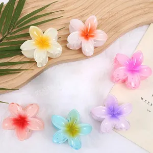 Gradient Acrylic Hair Claw for Women Girls Sweet Flower Hair Clips Hairpin Barrettes Headwear Hair Accessories