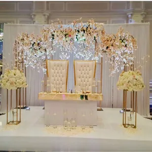 Hot Selling decoration Wedding Flower Stand Stainless Steel Rectangle Golden Frame Metal Panel Backdrop imake0038