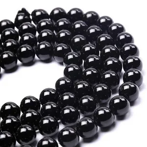 8mm High Quality Grade Natural Stone Black Agates Beads Round Loose Beads Onyx DIY Jewelry Making Bracelet 4-14 mm