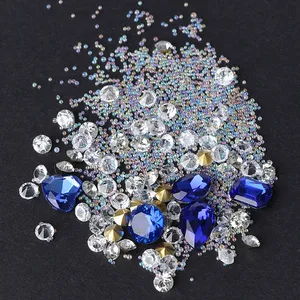 Hot Super Glitter ss3-ss50 Crystal AB Flat Back Non HotFix Rhinestone 3D Glass Nail Art Rhinestones mix sizes Decorations