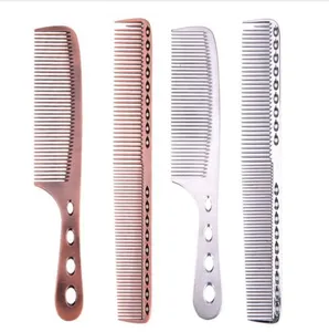 2pcs Stainless Steel Anti-static Hair Combs Pro Salon Hair Styling Hairdressing Carbon Hair Care Barbers Handle Brush