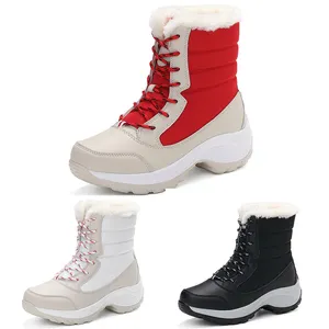 Warm Med Plaform Boots Fashion Autumn Winter Womens Snow Boots High Top Womens Casual Shoes Comfortable Size 34-43