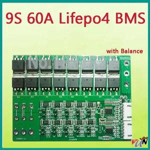 Freeshipping 9S 60A lifepo4 BMS PCM lifepo4 battery protection board bms pcm with balancing for lifepo4 battery cell pack