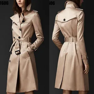 WITH LOGO British Style Trench Coat For Women New Women's Coats Spring And Autumn Double Button Over Coat Long Plus Size S-3XL