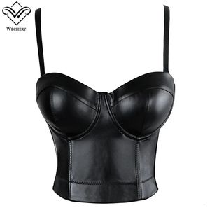 WECHERY Femmes en cuir corset top crop bustier Gothic Gothic Push Up Bodice sexy lingerie corselet fête courte Camis Plus taille 6xl 240509