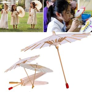 Accesorios de boda, sombrilla decorativa de papel blanco, paraguas artesanal para fiesta de bienvenida al bebé, accesorio de pografía, suministros de pintura DIY para niños