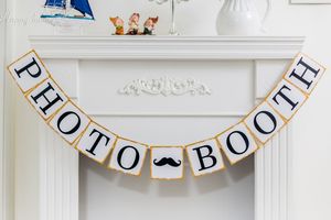 Vintage Bunting Photo Booth regalo de boda Banner Garland Baby Shower Photobooth props Decoración de cumpleaños Partido favor Suministros