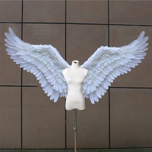 Grands accessoires de décoration créatifs pour fête d'anniversaire et de mariage, ailes d'ange blanches, plumes naturelles, artisanat pour la photographie