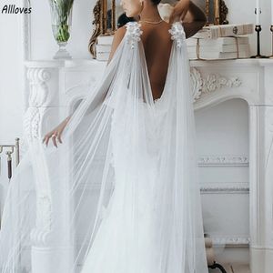Boléro de mariage Cape voile châles de mariée pour robe de mariée 2.5 m blanc ivoire romantique Tulle couvre épaules femme accessoires de mariage pour mariée CL3062