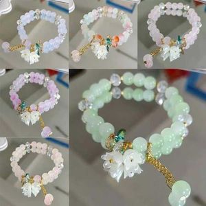 Bracelets de mariage Bracelet de perle en cristal vert mignon pour femmes Bracelet de fleur de Lily Valley à la mode