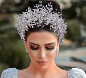 Wedding Bridal Headband Crystal Rhinestone Crown Tiara Luxury Headpiece Hair Accessories Silver Fashion Women Hairband Bling Party Prom Headdress Ornament