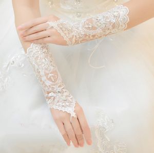 Gants de mariée de mariage, accessoires pour occasions, beaux coudes en dentelle, longs gants en dentelle, sans doigts, avec appliques