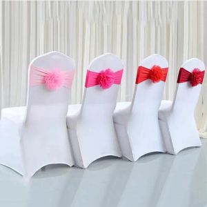 Couverture de chaise de mariage ceintures bande avec fleur mariages élasticité chaises couvre hôtel Banquet fête d'anniversaire siège arrière décoration