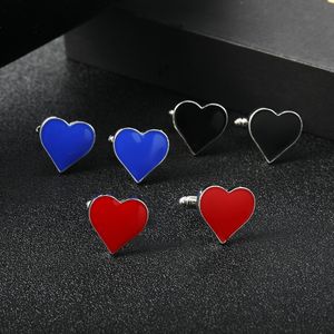 Gemelos de boda Romántico Rojo Azul Negro Diseño de corazón Gemelos Calidad Regalo de San Valentín Botón de esmoquin para esposo Novio