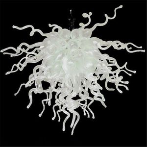 Lámparas Estilo de decoración de boda Candelabros de arte Bombillas LED Lámpara de araña pequeña de vidrio blanco soplado a mano moderna