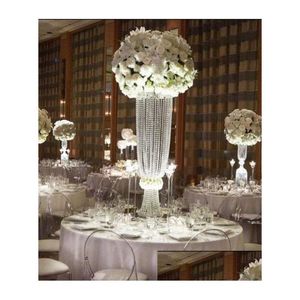 Décorations de mariage Gold Sier Bougie Décoration Titulaires Crystal Metal Chandelier Fleur Vase Table Centre de table Événement Rack Road Lead Dh2Zd