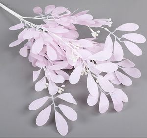Flores decorativas de boda, hojas de eucalipto rosa, flores artificiales, decoración de centro de mesa