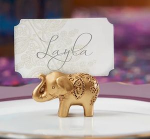 favor de la boda favores de la fiesta Elefante dorado de la suerte Nombre del lugar Titular de la tarjeta decoración de la mesa C130