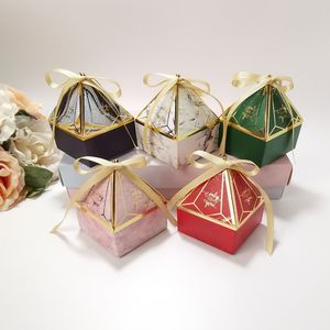 Faveurs de mariage Cadeaux Emballage Pyramide Triangulaire Boîte De Bonbons En Marbre Boîte De Chocolats pour Invités Cadeaux Boîtes Articles De Fête
