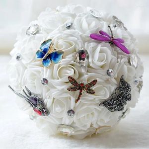 Fleurs De Mariage Bouquets artificiels élégant Style égyptien fait à la main fleur strass demoiselle d'honneur cristal Bouquet De mariée De Mariage