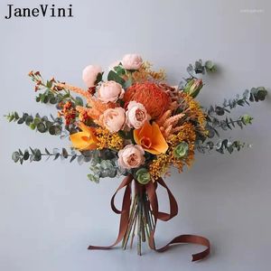 Fleurs de mariage Janevini Bouquet de mariée orange vintage pour bouquets artificiels mariée tenant le mariage flores de novia